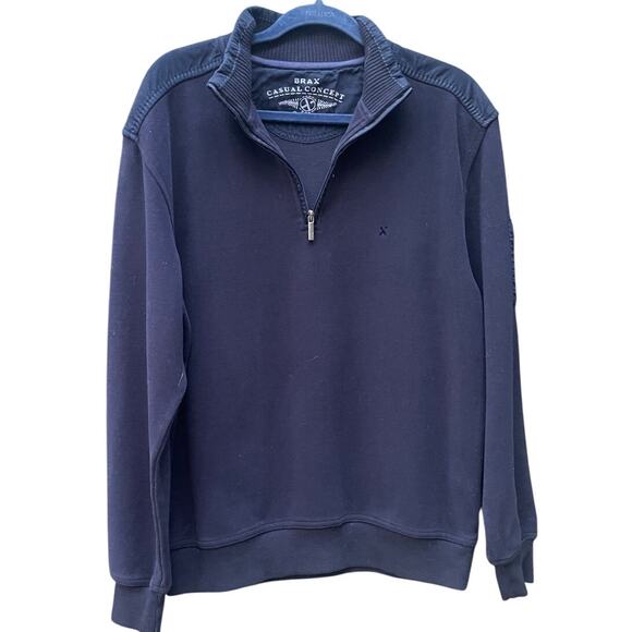 BRAX Style Sion French Terry Cotton Blend Half Zip Sweatshirt Navy Pullover - Picture 15 of 16